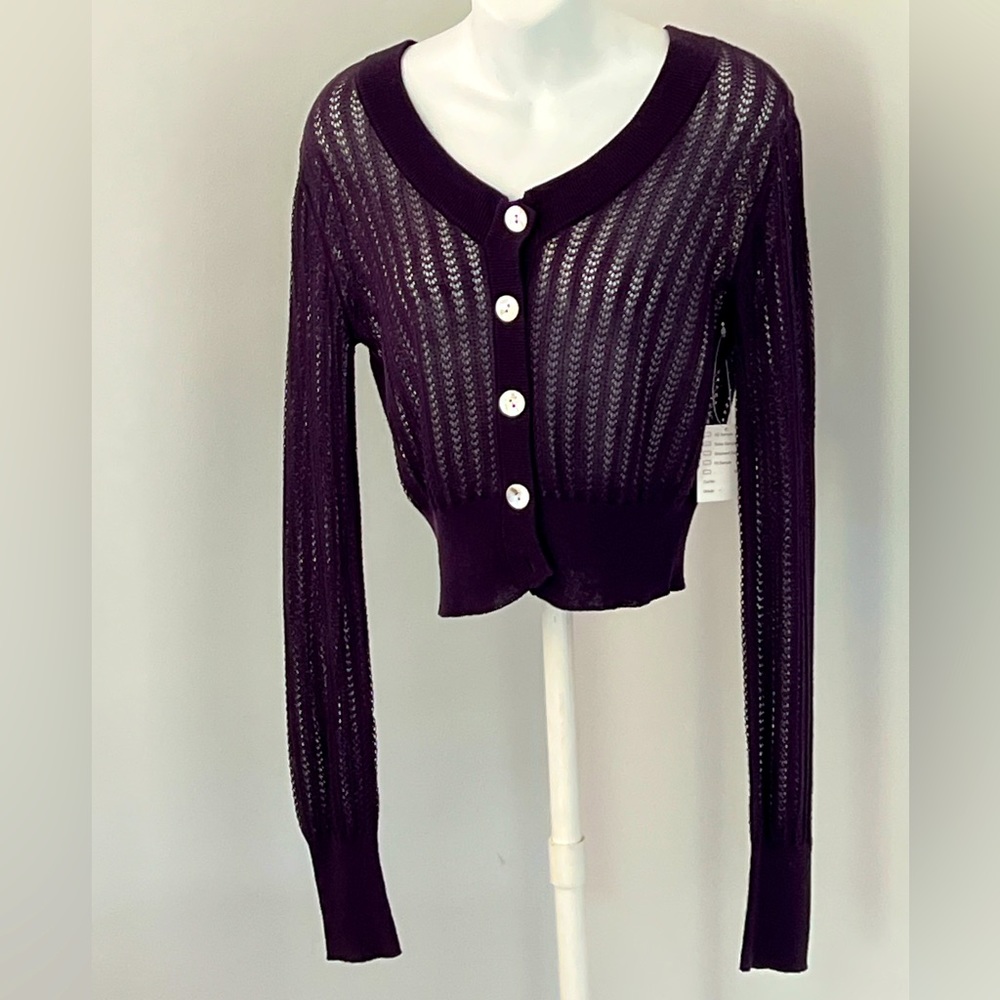 For The Republic NWT Sample Purple Knit Cardigan